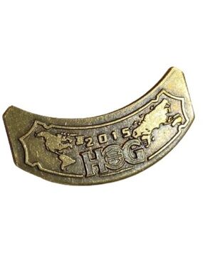 2015 Harley Davidson HOG Harley Owners Group World Map Brass Rocker Pin Badge